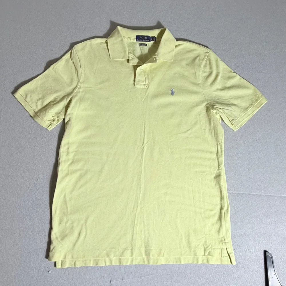 Polo Ralph Lauren Mens Classic Fit Short Sleeve Polo Shirt Yellow Large LG
